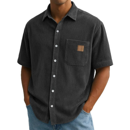 Versatile Leisure Leather Short Sleeve Shirt