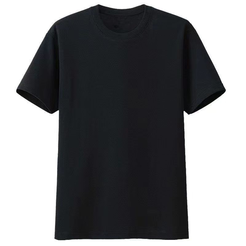 Pure Cotton Plain Black & White Round Neck Short