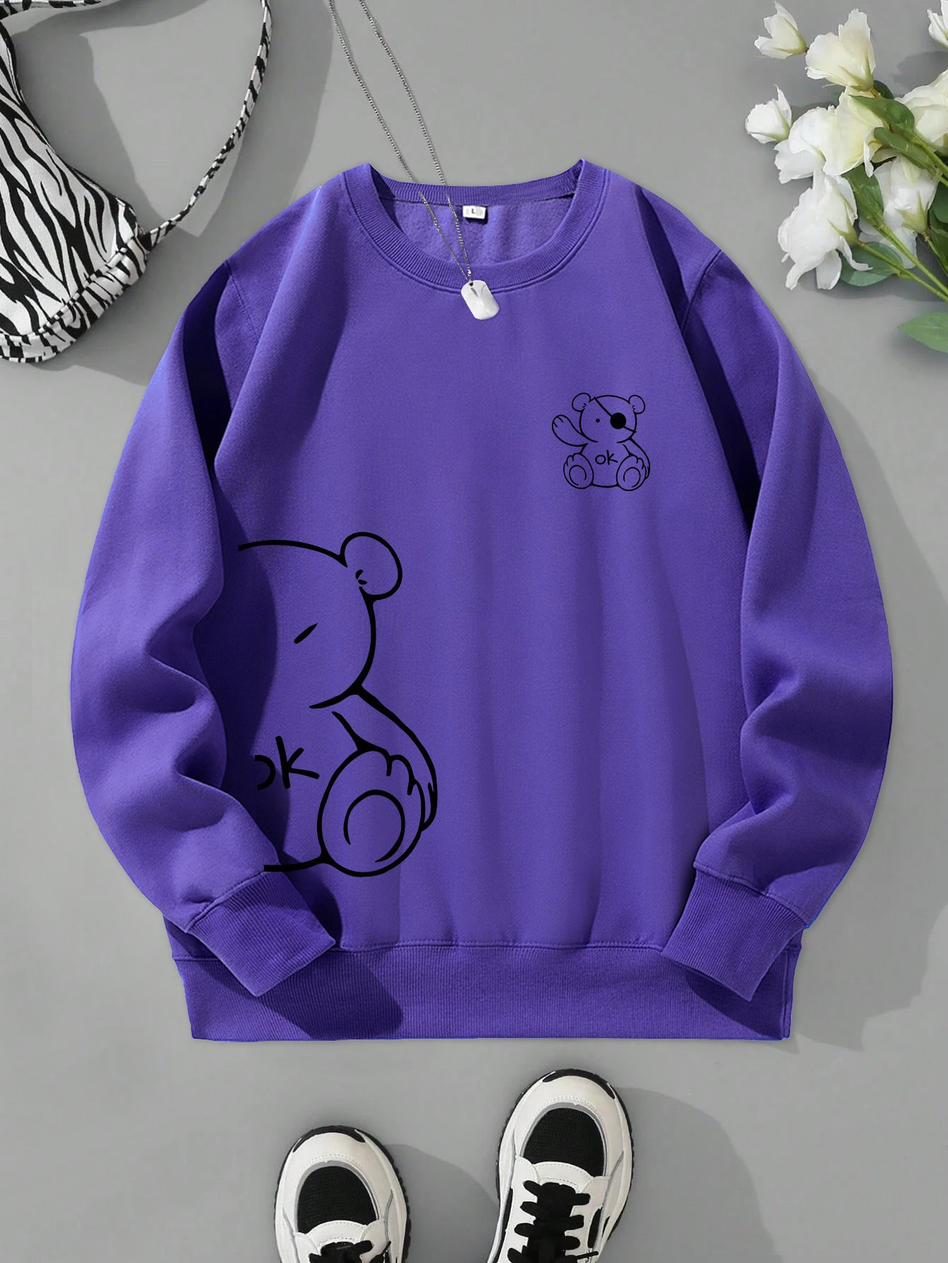 Nice Kawaii OK Teddy Bear Sweatshirts