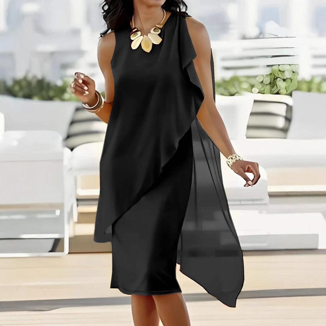 Women's Elegant Irregular Chiffon Sleeveless Dress