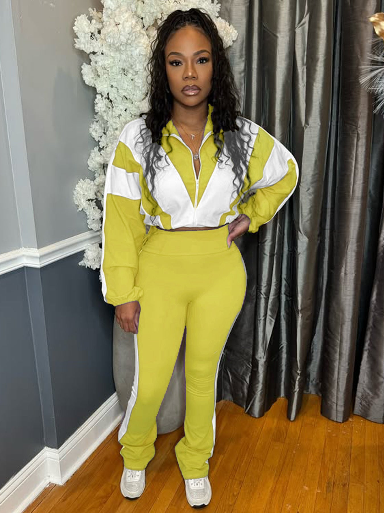 Buckle Waist Stitching Two-piece Suit