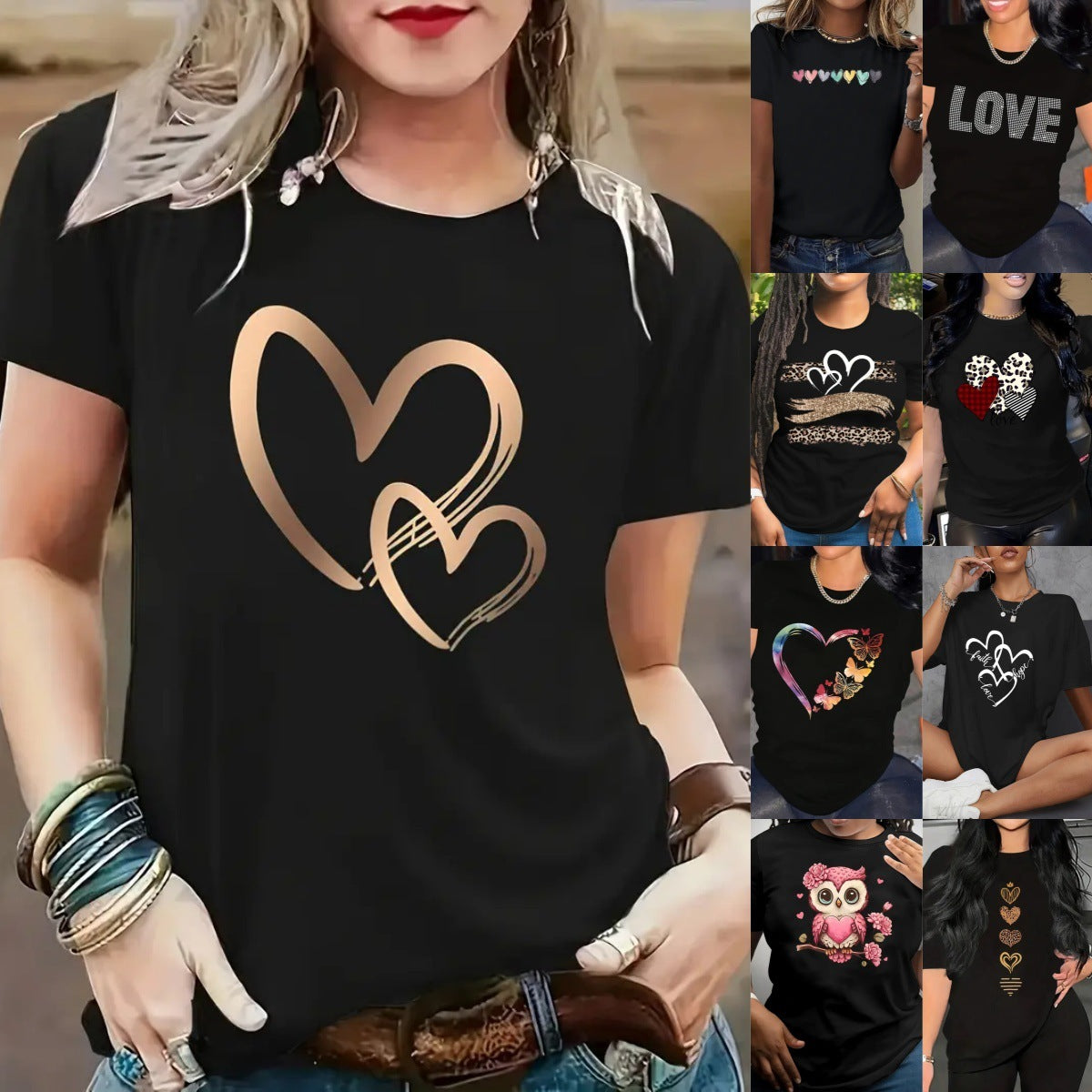 Valentine's Day Love Round Neck Women's T-shirt