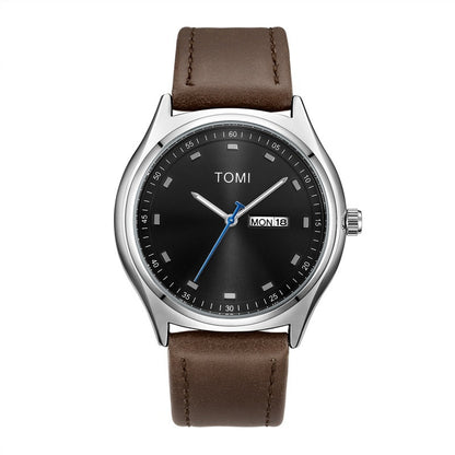 Fashion Simple Double Calendar Leather-belt Watch