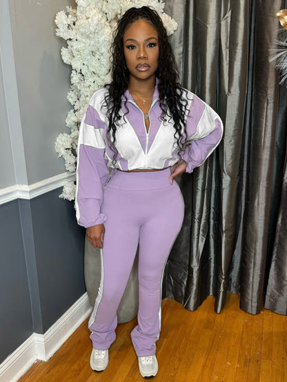 Buckle Waist Stitching Two-piece Suit