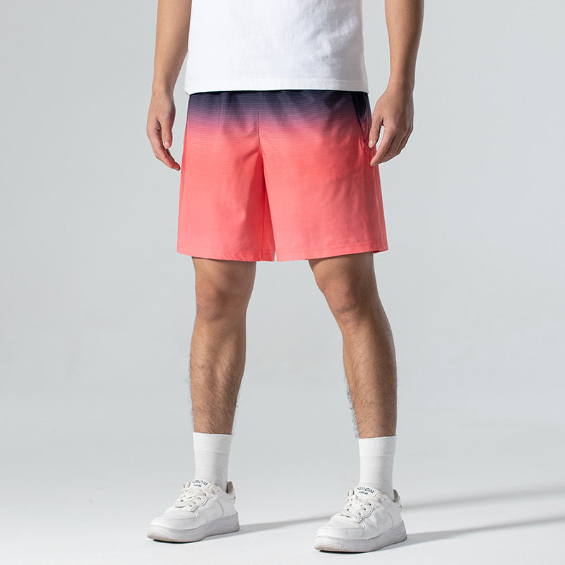 Men's Gradient Sports Summer Thin Ice Silk Shorts Beach Pants