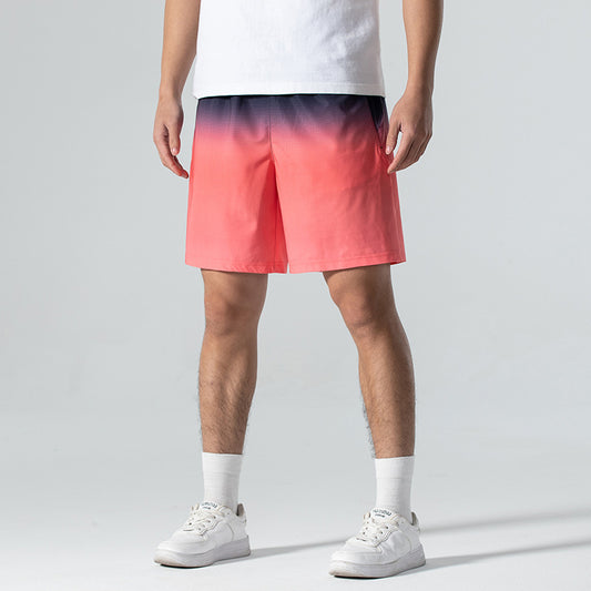 Men's Gradient Sports Summer Thin Ice Silk Shorts Beach Pants