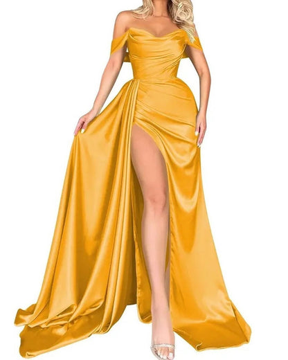 High Slit Sexy Host Off-shoulder Evening Dress