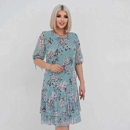Simple Pleated Lace Up Dress