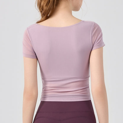 Lace Pleated Top Short Sleeve