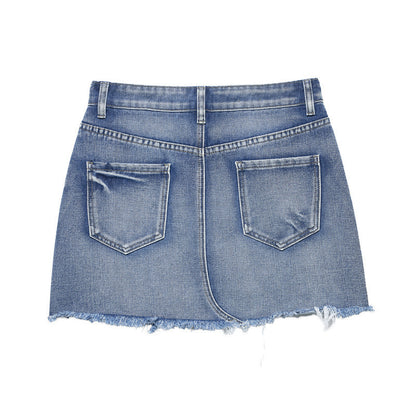 American Style Fashion Simple Hole Denim Mini Jeans