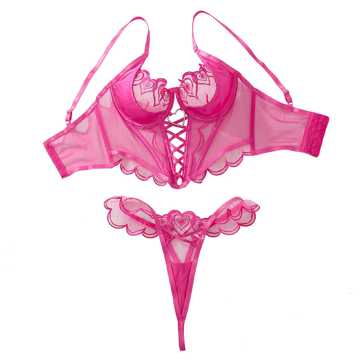 Ladie's Love Embroidered Shaping Bra Underwear Two-piece Set