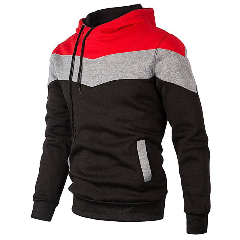 Men Stitching Sports Long-sleeved Hoodie