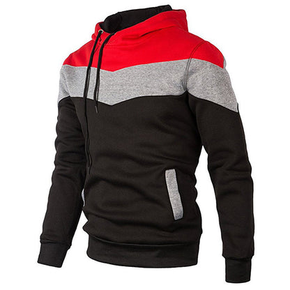 Men Stitching Sports Long-sleeved Hoodie