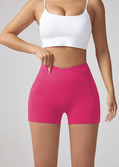 V-waist Stretch Yoga Workwear, Women's Peach Hip Running And Fitness Shorts