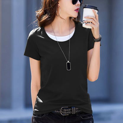 Two-piece Top Round Neck Short Sleeve T-shirt