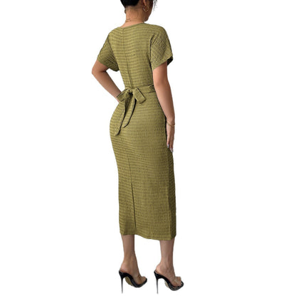 European & American Elegant Style Slim Waist Dress