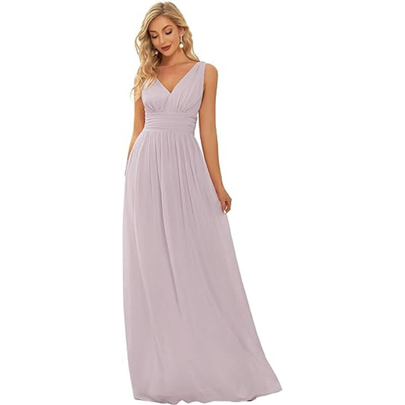 Women's Elegant V-neck Sleeveless Evening Dress