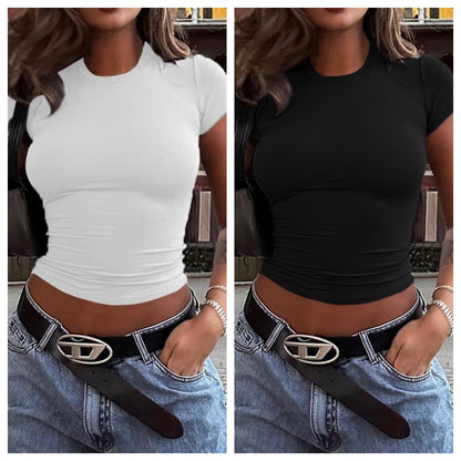 Top Waist Short Slim Fit Midriff-baring T-Shirt