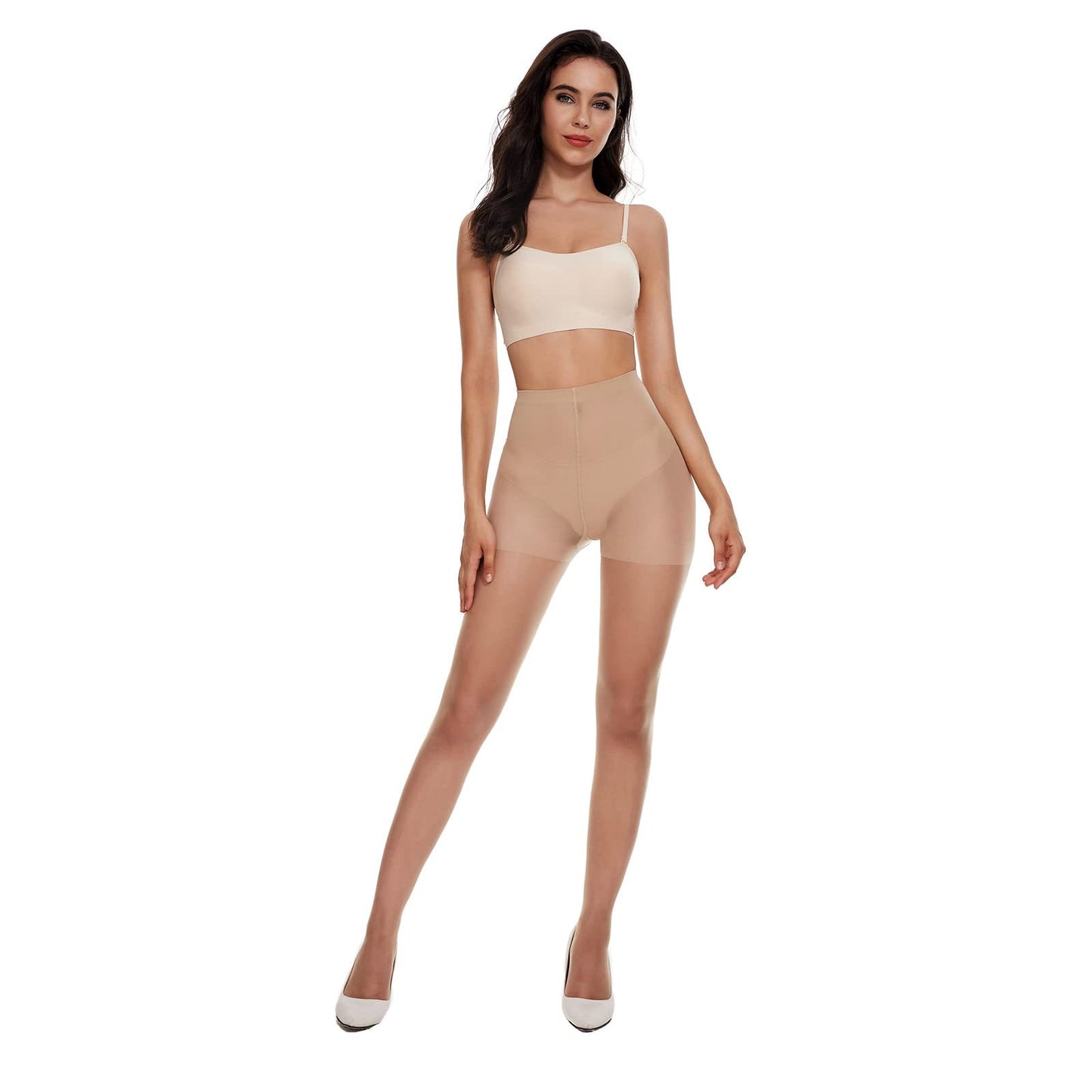 4 Pairs Ladie's Sheer Tights Pantyhose With Reinforced Toes