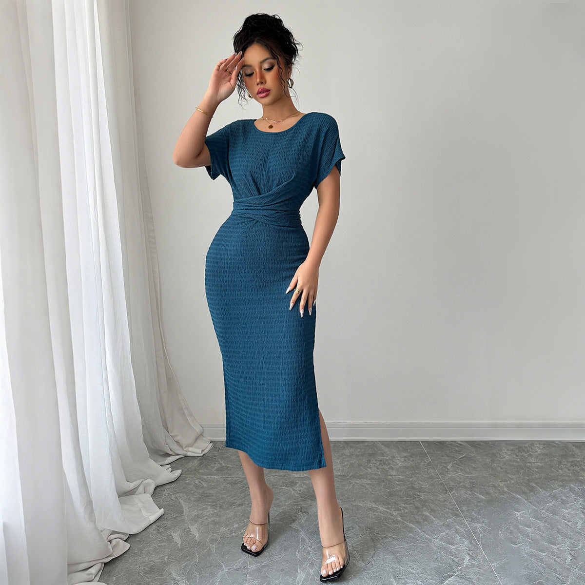 European & American Elegant Style Slim Waist Dress