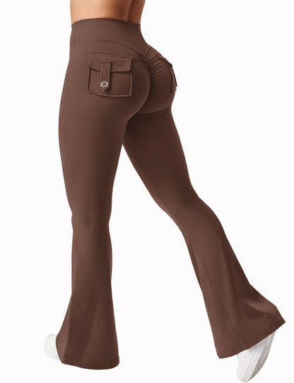 Fitness Peach Hip Pocket Flared Pants