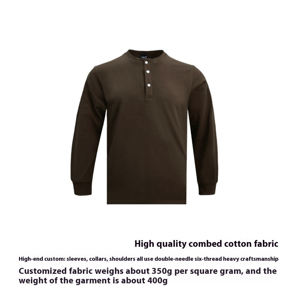 Henley Shirt Slim Cotton T-shirt