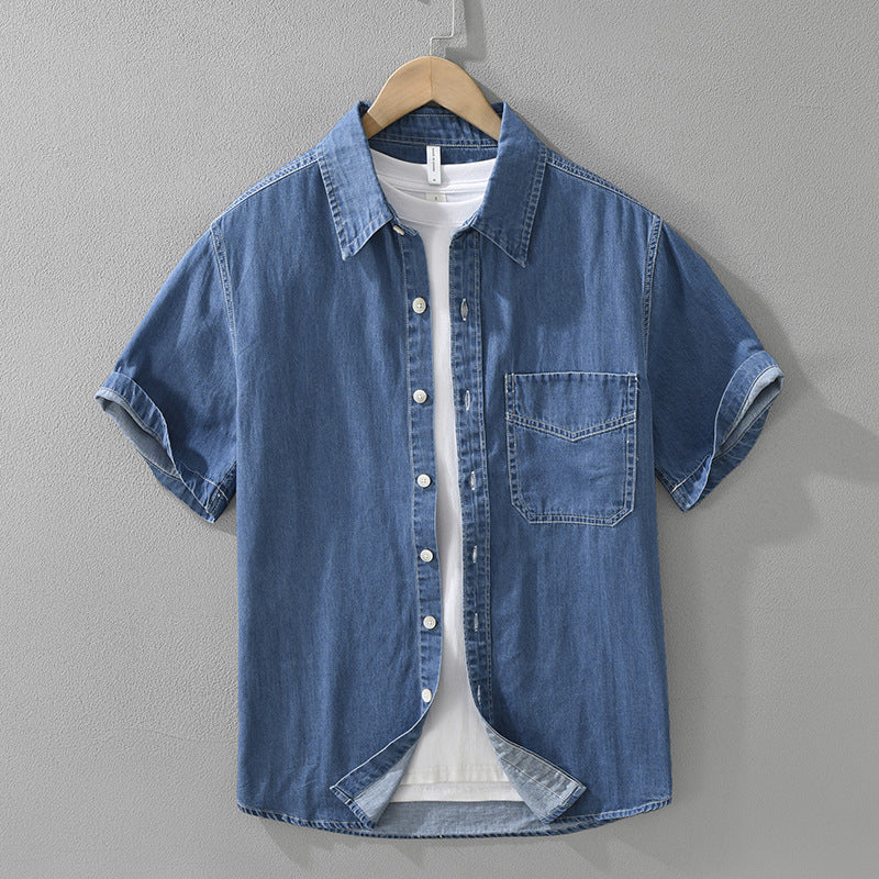 Japanese-style Denim Short Sleeve Shirt
