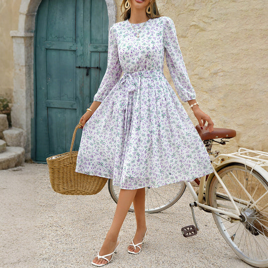 Polka Dot Long Sleeve Maxi Dress