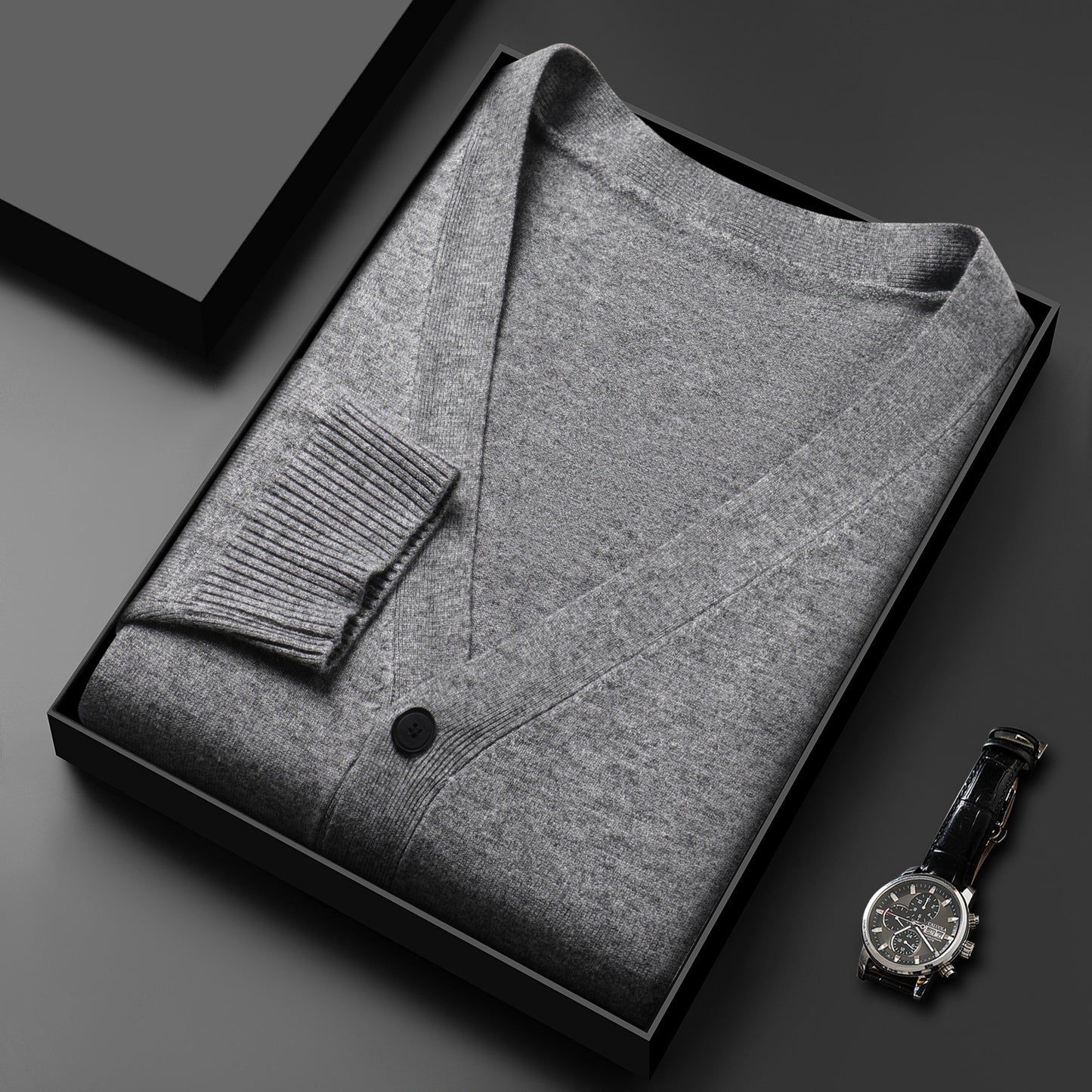 Men's Knitted Cardigan V-neck Style Sweater