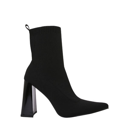 Brown Yellow Heel Retro Ankle Boots Women