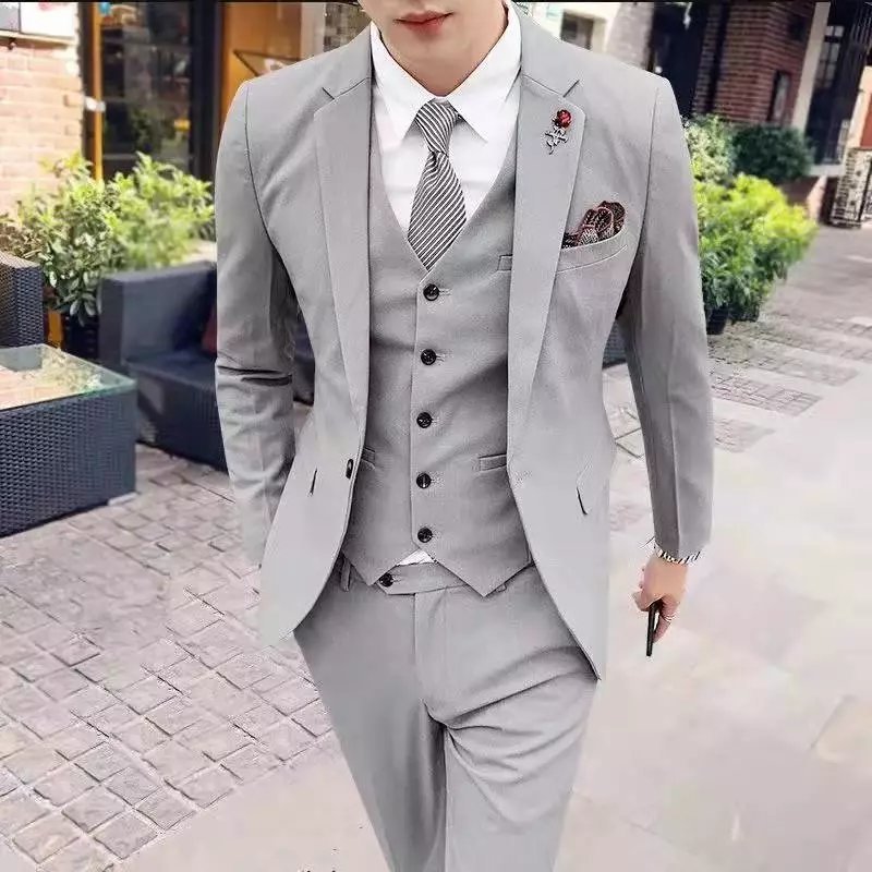 Three-piece Set Men's Korean Style Slim Fit Suit