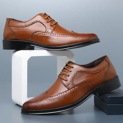 Men's Block Carved CasuLeather Shoes