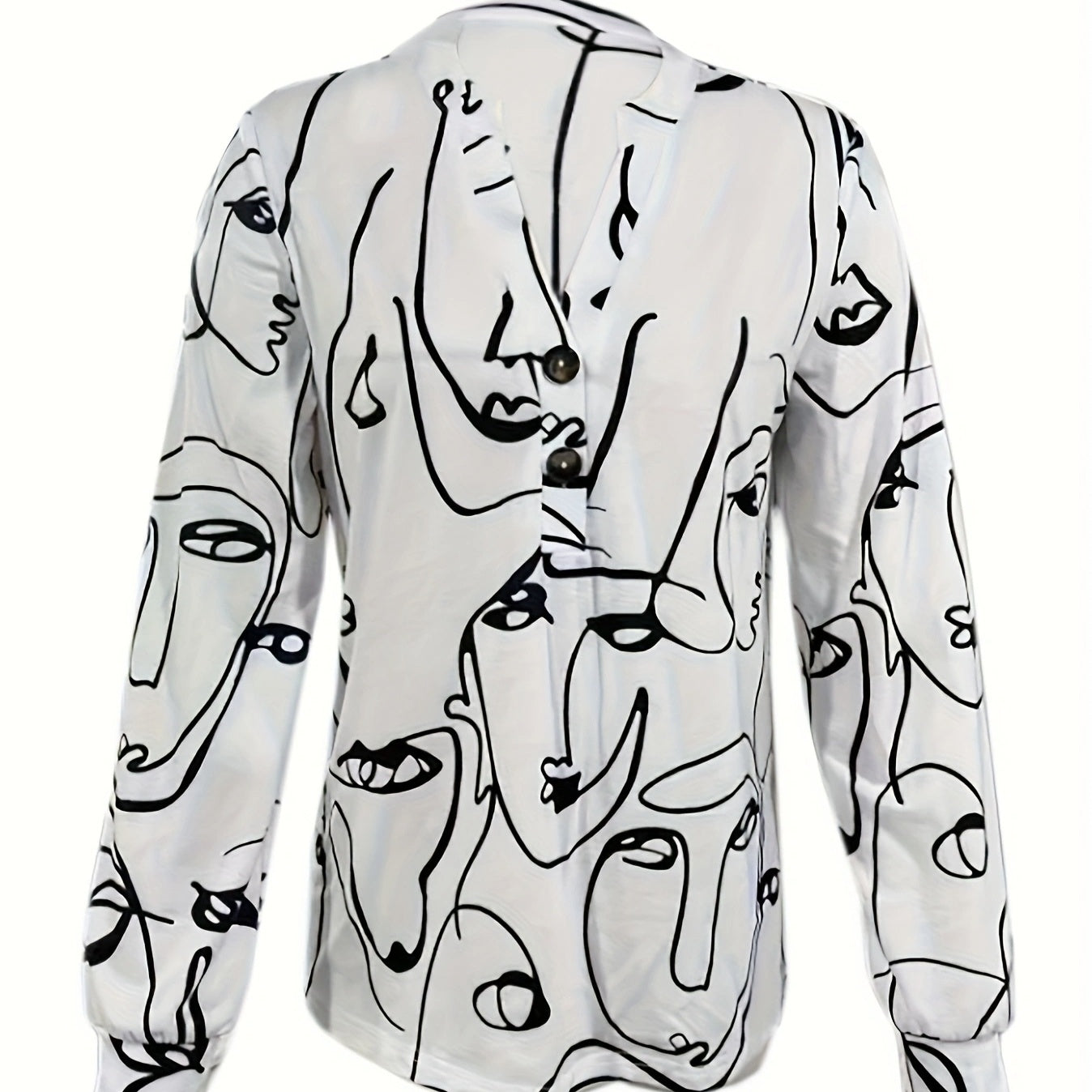 V-neck Fashionable Long Sleeved Shirt Top