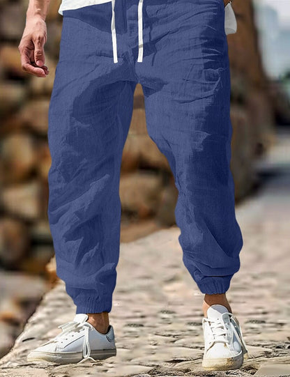Men's Linen Trousers Elastic Waist