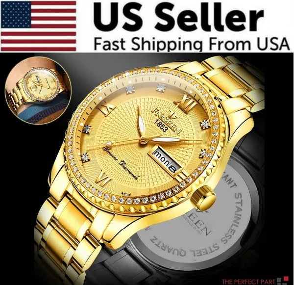 Waterproof Gold Classic Stainless Steel Quartz