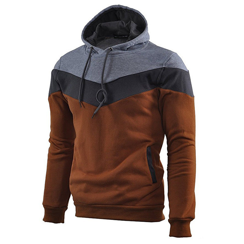 Men Stitching Sports Long-sleeved Hoodie
