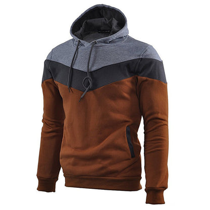 Men Stitching Sports Long-sleeved Hoodie