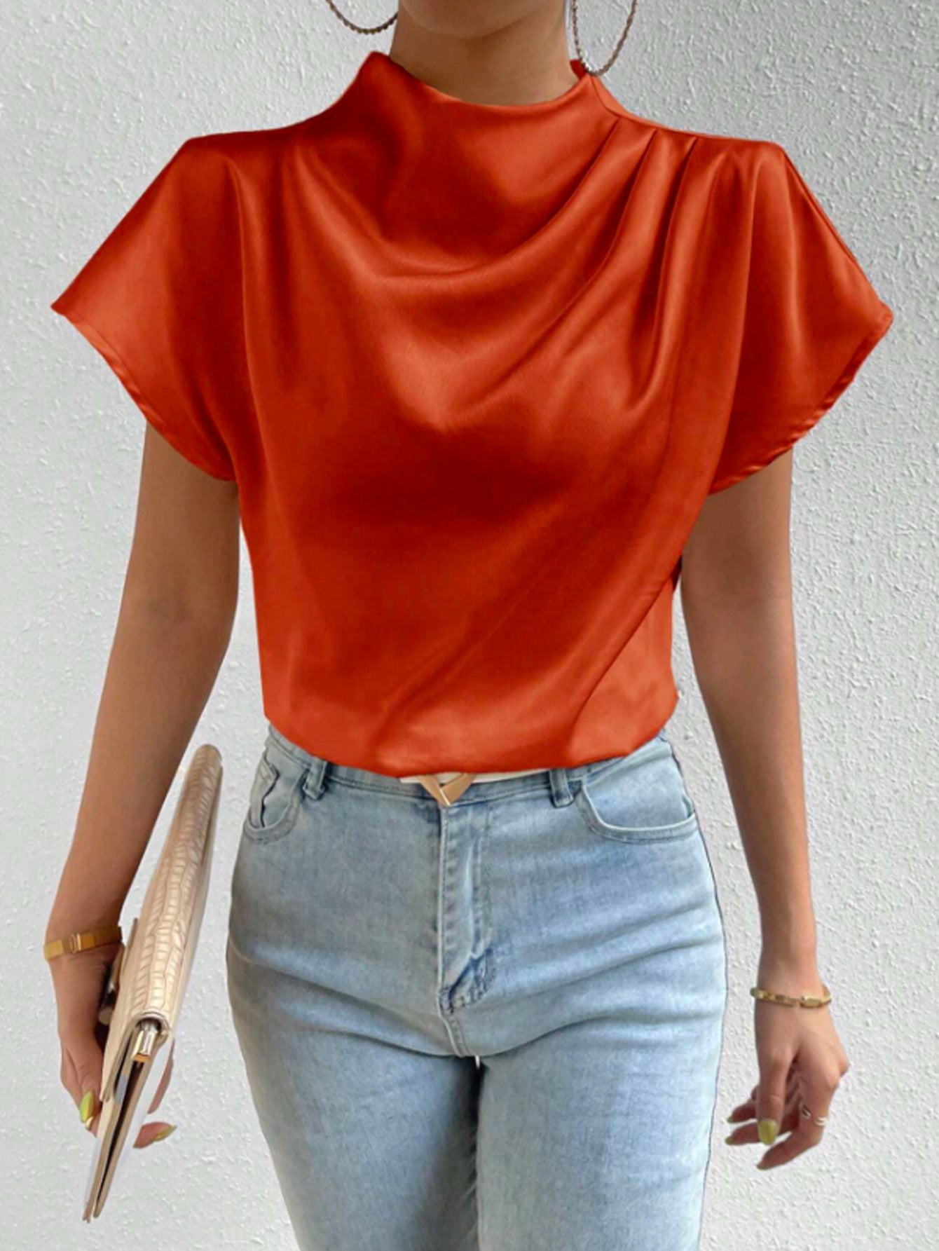 Elegant Folding Loose Women's Tops