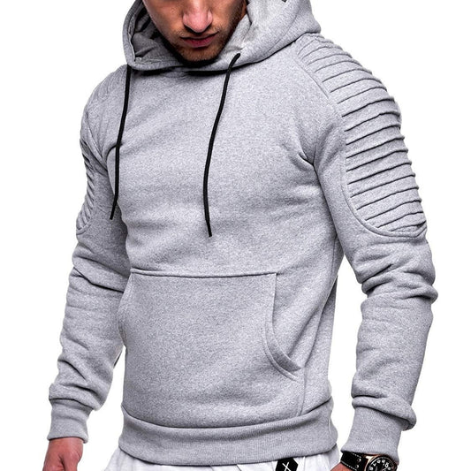 Striped Pleated Raglan Sleeve Men's Hoodie