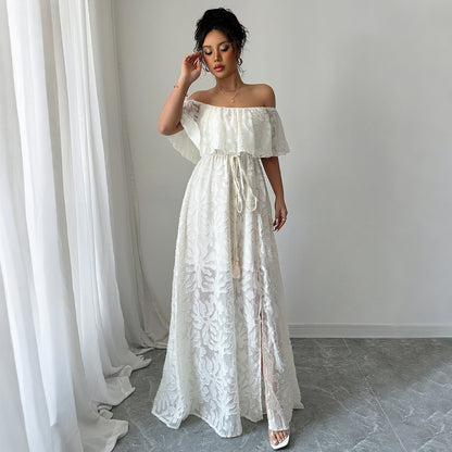 American Elegant Style Off-shoulder Lace Dress