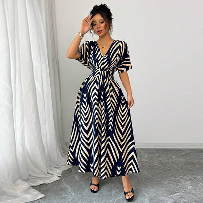 Waist-controlled Twill Dress Short Sleeve