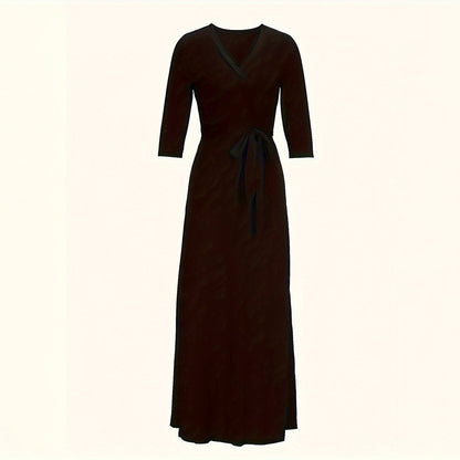 Elegant Half-Sleeve Belted Waist Women's Dress