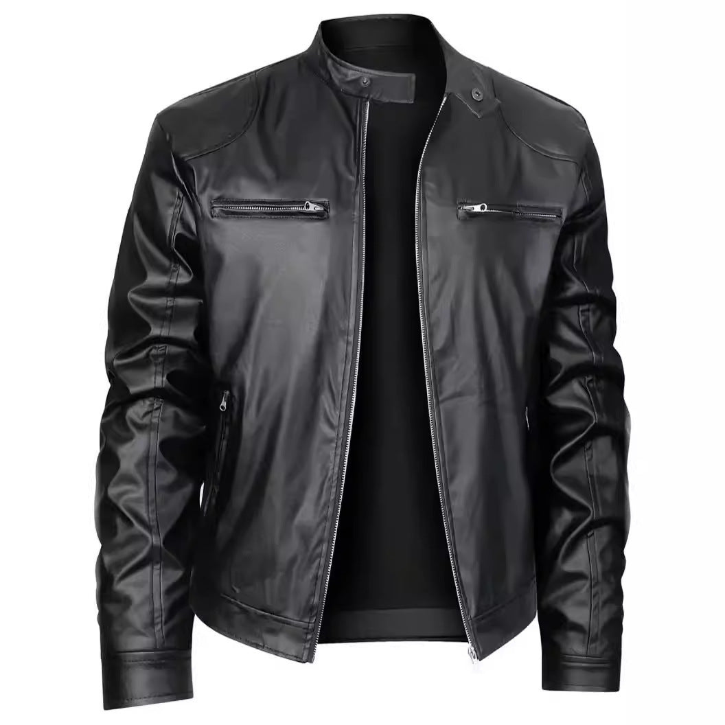 Men's Slim Fit Leather Jacket Zipper