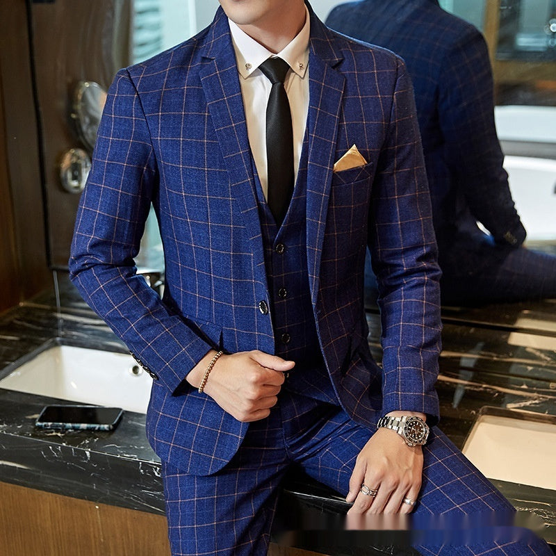 Korean-style Business Suit Slim-fit Plaid Casual Wear