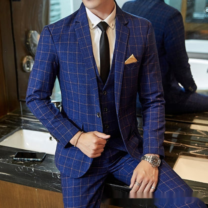 Korean-style Business Suit Slim-fit Plaid Casual Wear