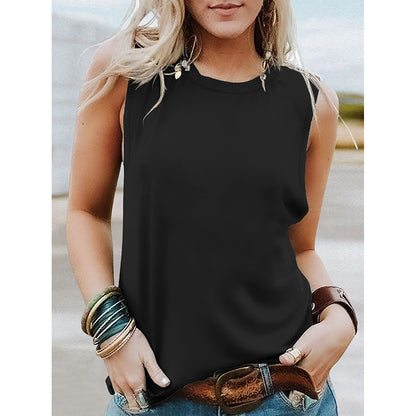 Tank Tops Crew Neck Sleeveless T-shirts