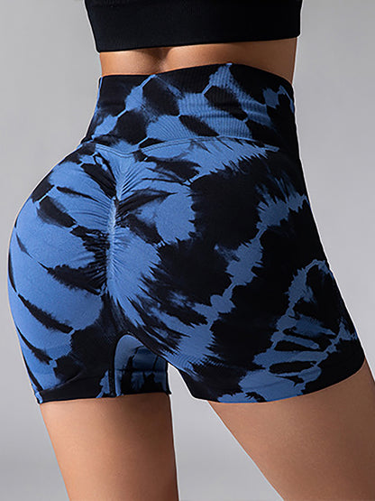 Tie Dye Workout Style Seamless High Waisted Shorts
