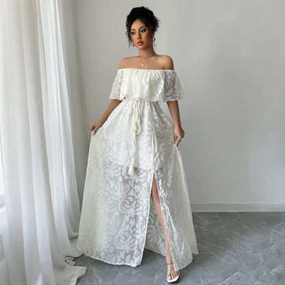 American Elegant Style Off-shoulder Lace Dress