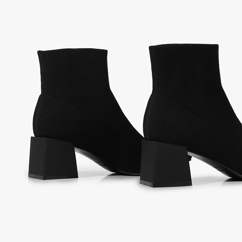 Ladie's All-match Stretch Knitted Booties
