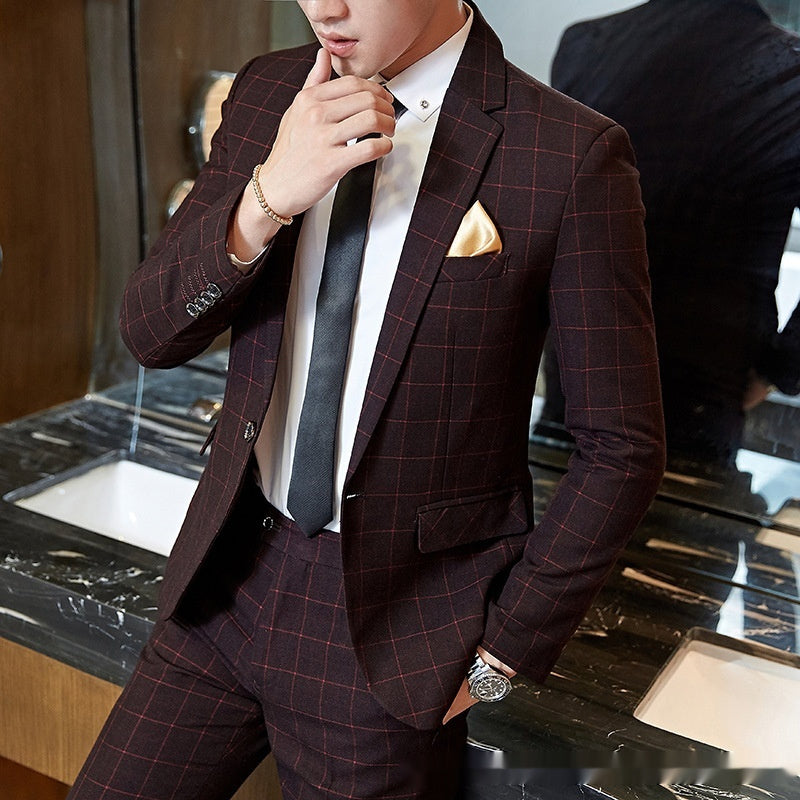 Korean-style Business Suit Slim-fit Plaid Casual Wear